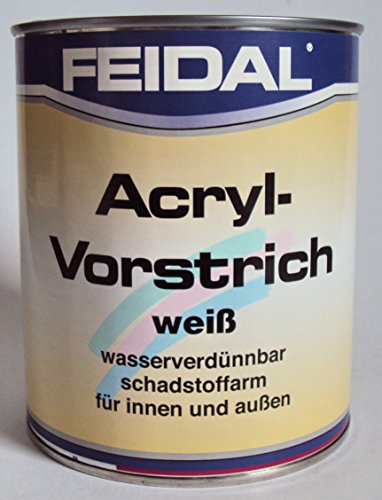 Feidal Acryl Vorstrichfarbe Weiss, wasserverdünnbar, für Innen und Außen, 2,5 Liter