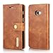 Produktbild Samsung Galaxy A3 2017 Hülle, MKOAWA Echtes Rindsleder Folio Flip Wallet Case, Magnetische Abnehmbare 2 in 1 Abnehmbare Retro 3 Kartensteckplätze für Samsung Galaxy A3 2017 (Braun)