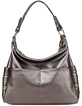 Rovanci Damen Vintage Handtasche Leder fertige Lederhaut Umhängetasche Schultertasche Shopper Taschen große Kapazität...