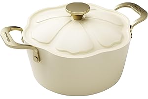 MENASTYL - Faitout 24cm Dahlia sans PFAS - Revêtement céramique antiadhésif crème - 98% d'aluminium recyclé - Tous feux dont induction et lave-vaisselle - Poignée rivetée en inox - 6020941