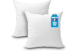 FOAMILY Set of 2-16 x 16 Premium Hypoallergenic Stuffer Pillow Insert Sham Square Form Polyester, Standard/White - Made in USA @ M&A STYLES LTD
