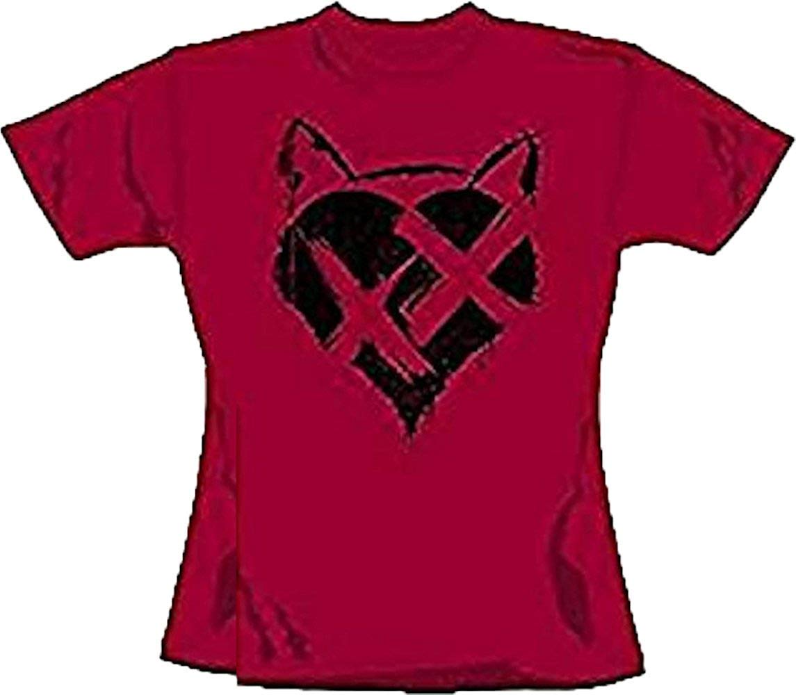 Batman-Catwoman-Heart-Offizieles-Damen-T-Shirt-Rot-Large
