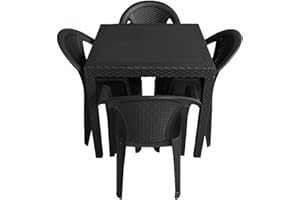Koopman International B.V. Gartenmöbel-Set Gartentisch Gartenstuhl Tisch mit 4 Stühlen Stuhl Garten Balkontisch Balkonstuhl 5tlg. Anthrazit