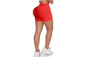Memoryee Mujeres Leggings Pantalones Cortos de Yoga de Cintura Alta Plisados con Panal de Abeja para Gimnasio Levantamiento de glúteos Calientes Ejercicio Control Mallas
