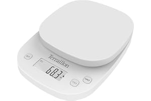TERRAILLON - Balance électronique PRECISION - Balance de précision - Graduation dynamique 0,1g/0,5g/1g - Capacité 2kg - Tare - Convesion liquides, Arrêt automatique - Ecran LCD - Blanc