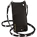 Price comparison product image Bandolier [Sarah] Phone Case and Strap Compatible with iPhone 8, 7 and 6 - Black Genuine Leather Wallet Shell for Bank Cards. Crossbody Purse Belt w/Silver Studs Hardware Handsfree Travel Handsfree