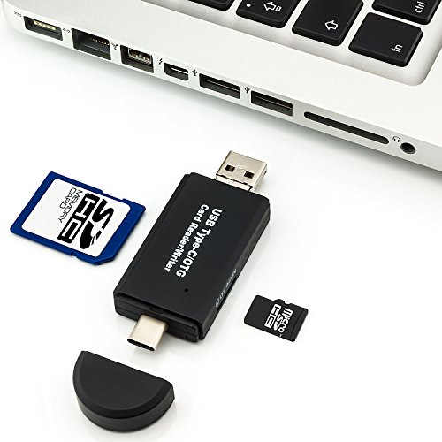 Saxonia SD TF Kartenleser 3 in 1 OTG USB-A / Micro USB / USB-C Adapter Stick Card Reader Schwarz - 6