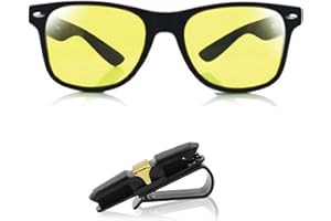 Dwzain Night Driving Glasses,Night Vision Glasses,Anti Glare Polarised Night Time Yellow Driving Glasses,Suitable for Men Women Fishing Night Driving,Classic Ultra-Light Sunglasses(With glasses clip)