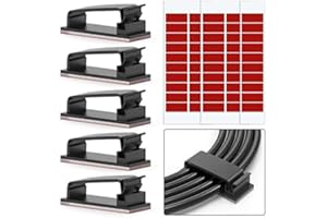 Chesbung Adhésifs Clips Câble Lot de 50 Clips de Câble Adhésifs 3M pour Câbles Ethernet et Système de Gestion de Câbles pour TV, PC, ordinateur portable, bureau