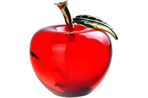 EGUJIWA 6 cm Kristall Apfel Figur Briefbeschwerer Glas Kunst Apfel Sammlerstück Figuren Geschenke für Hochzeit Geburtstag Weihnachten und Heimdekoration (rot)