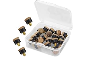UICCVOKK 20 Pcs Cue Tips,Snooker Cue Tips 10 mm Pool Billiard Cue Tips Snooker Tipster Blue Diamond Leather Pool Cue Tips Replacement with Plastic Storage Box for Pool Cues and Snooker
