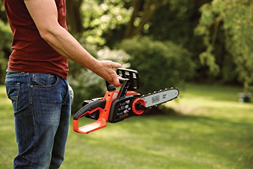 Black+Decker 18V 2.0Ah Li-Ion Akku-Kettensäge, Motorsäge, 25cm Schwertlänge, maximale 180mm Durchmesser Schnittleistung, inkl. Li-Ion-Akku und Ladegerät, GKC1825L20, schwarz orange - 8