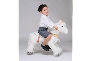 UFREE Horse Best Birthday Present for Boys. Action Pony Toy, Ride on Large 29'' for Children 3 Years Old to 6 years old, Amazing Birthday Surprise.Unicorn with golden horn.