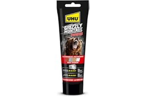 UHU Grizzly Power - Colle de fixation et montage rapide, ultra forte, prise initiale très élevée, sans solvants, blanche, tube 250g