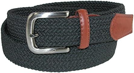 Arnold Palmer Men's Tubular Elastic Braided Belt, 36 / 38, Black