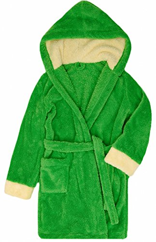 Timone Soft Bathrobe with Hood for Girls and Boys (Green/Ecru (720/649), 110-116)
