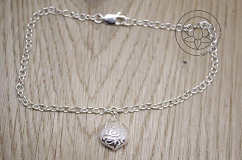 Ganesh Pod charm bracelet Sterling silver,Hindu inspired, Yoga Jewellery UK Hallmarked, Elephant silver bracelet