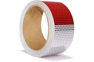 ONTWIE Nastro di sicurezza riflettente a nido d'ape, 9,1 m x 2 cm, rosso/bianco per rimorchi da 2 pollici, adesivo adesivo di avvertimento di percezione con riflettore ad alta intensità impermeabile