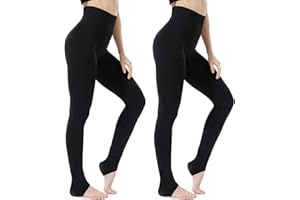 BINXWA Thermoleggins Für Damen, 2 pcs Leggings Damen Baumwolle, Winter Warme Women's Leggings high Waist mit Bauchkontrolle, Thermo Leggings schwarz Fleecefutter (Geeignet für 40kg bis 70kg)