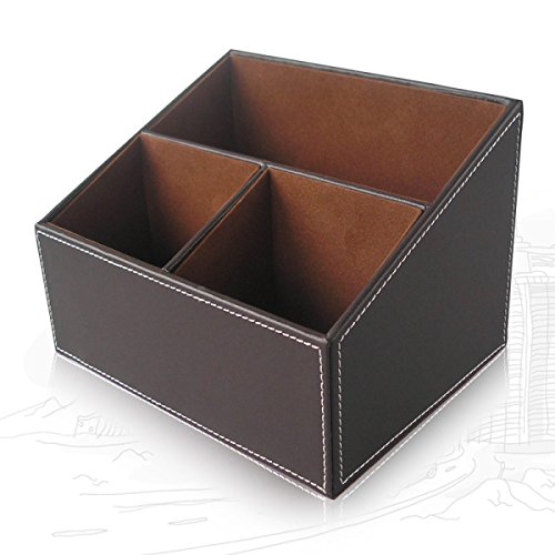 Kreative Leder-Multifunktionsbürobedarf Briefpapier / Stift Telefon Fernbedienung Aufbewahrungsbox Aufbewahrungsbox Finishing,coffeecolor