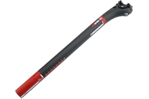 Alfa Pasca Tige de Selle en Carbone pour vélo VTT/Route décalée 25.4/27.2/30.8/31.6 mm 3K Brillant/Mat 350/400mm Rouge/Noir