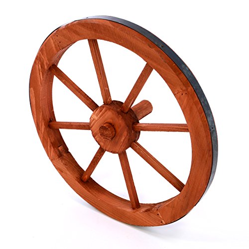 Nexos Holzrad Wagenrad Dekorad Holz Wagen Deko Rad mm rot braun Gartendeko (350 mm) - 2