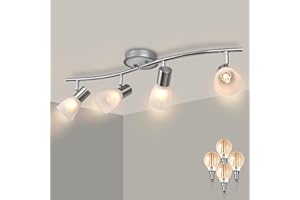 Unikcst LED Ceiling Lights Rotatable 4 Way Spotlights 240V Light Fittings Ceilings for Kitchen Living Room Lounge, Incl. 4X 4W E14 Bulbs Warm White
