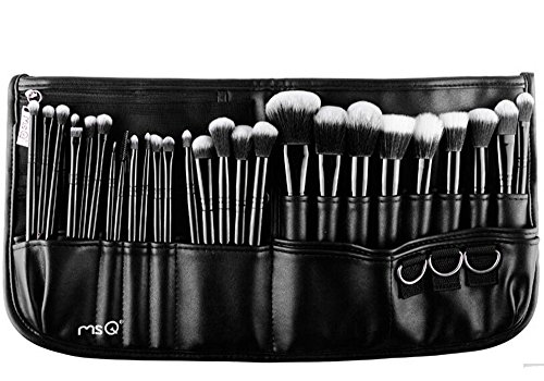 MSQ® Makeup Brushes Set 29PCS High Quality Soft Synthetic Hair Professional Make up Brushes Cosmetic Brushes With Belt Bag Best For Artists Beginners(Black)
