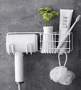 MANKI FASHION Hair Blow Dryer Holder Wall Mount, Bathroom Storage Hair Styling Tool, Organizer Basket fits Hair Dryer, Flat Iron, Curling Wand, Hair Straightener, Black