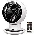 Iris Ohyama Woozoo Table Fan, 43㎡, Desk, White, 10 Speeds, DC Motor, Remote Control, Multidirection Oscillation, 8 Hr Timer, Sleep Mode, Silent, Quiet, Air Circulator, Cooling, Powerful, PCF-SDC15T