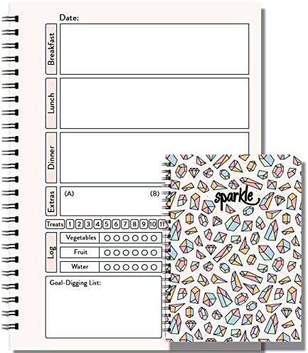 A6 SLIMMING DIARY, FOR ALL DIETS, WEIGHT LOSS, TRACKING, PLANNING, COMPATIBLE WITH SLIMMING WORLD, WEIGHT WATCHERS, CALORIE COUNTING AND MORE, HAND BAG SIZED, PINK,SPARKLE (SPARKLE)