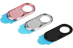 Kafuty Lot de 3 Bouchons d'objectif Ultra Fins en métal pour Webcam - Protection des données - Convient pour Smartphones, tablettes, Ordinateurs Portables (Argent, Noir, Rose)