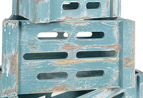 ts-ideen 5er Set Kisten Holztruhe Obstkiste Landhaus Stil Weinkiste Box Aufbewahrung Spielzeug Holzkiste Shabby Blau Kinder Zimmer - 4