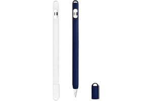 FORYEE Apple Pencil Premium Silicone Sleeve Compatible with Apple Pencil 1st Generation Only Protective Holder Sleeve for Apple Pencil with Pen Cap- 2 Packs (White & Blue)