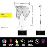 Pferd 3D Optische Illusions-Lampen, FZAI Tolle 7 Farbwechsel Acryl berühren Tabelle Schreibtisch-Nachtlicht mit 150 cm USB-Kabel für Kinder Schlafzimmer Geburtstagsgeschenke - 2