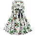 Price comparison product image BaZhaHei Ladies Christmas Print Long Sleeve Dress Women's Vintage Xmas Evening Party Swing Dress O-Neck Mid-Calf Pleated Dress with Belt