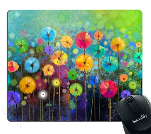 Preisvergleich Produktbild Virsaa-Aquarell-Natur-Landschaftsblum... Blüten-Pflanzen-Kraut-Garten-Szenen-... Frühlings-Blumenblatt-Blumen personifizierte Mausunterlagen,Gummimatte 11,8"x 9,8" 3 mm Dicke