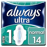 Always Ultra Normal Sanitary Towels with Wings 14 Pads Super Absorbent, Neutralises Odours, Ultra Thin, Size 1