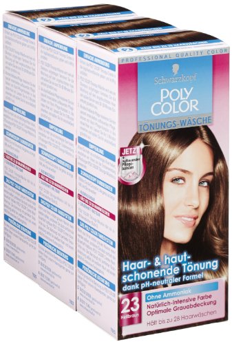 Schwarzkopf Poly Color Tönungs-Wäsche Stufe 2, 23 Hellbraun, 3er Pack (3 x 1 Stück) - 2