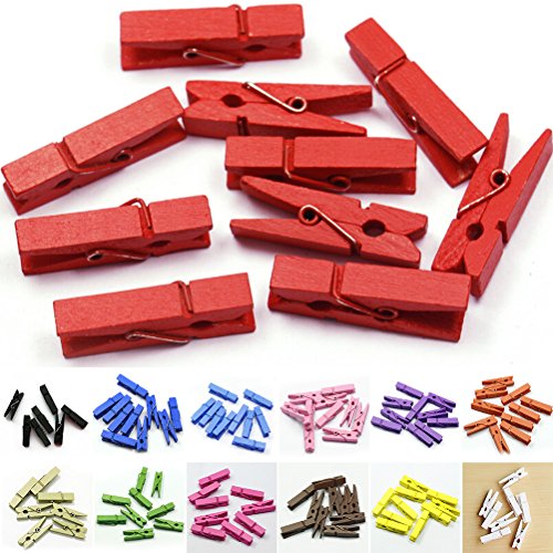 20 Stück 35mm Mini Holz Foto Papier Pegs Deko Holzklammern Wäscheklammer Kleidung Pin Clips-Weiß - 2