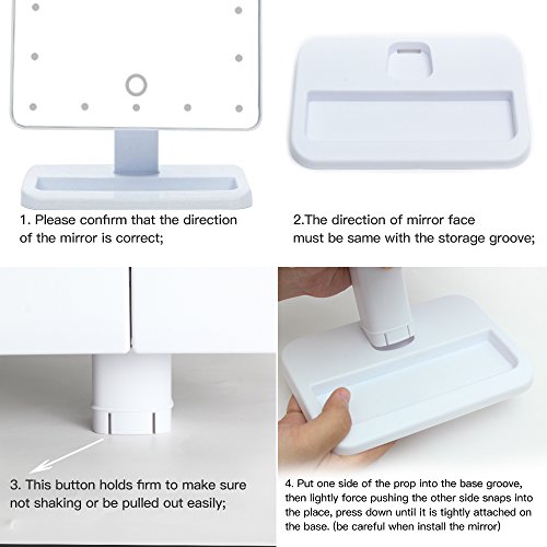 Qivange beleuchter Make-up-Spiegel Kosmetikspiegel mit 20 LED Licht für Rasier Tisch Badzimmer Spiegel (Weiß) - 4