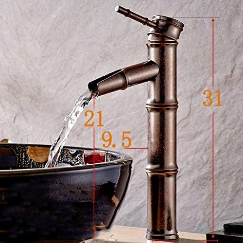 GQSS Hotel Restaurant Faucet, Waterfall Single Hole Pure Copper Faucet, Retro Bamboo Basin Hot And Cold Faucet ( Color : Retro 03 )