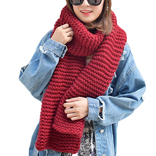 DELEYUnisex Couple Chunky Cable Woollen Knit Warm Thick Infinity Circle Scarf Large Reversible Scarves Long Wraps Shawl Gifts