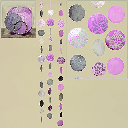 Capiz-Girlande Perlmutt rosa 120 cm Windspiel gepunktet - 2