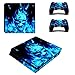 Produktbild Morbuy PS4 Slim Skin Design Folie Aufkleber Sticker schützende Haut Schale für Sony Playstation 4 Slim Konsole und 2 Dualshock Controller (Skull Blue Fire)