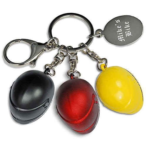 Preisvergleich Produktbild Schlüsselanhänger Helm mit Textgravur / Edelstahl-rostfrei / Geschenkidee für jeden Motorrad-Liebhaber / Helm in den Farben Schwarz, Rot und Gelb