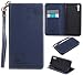 Produktbild Lonchee Sony Xperia XZ Wallet Tasche Brieftasche Schutzhülle , geprägten Design Hochwertige PU Leder Folio Tasche Case Hülle im Bookstyle mit Standfunktion Kredit Kartenfächer (tiefblau)