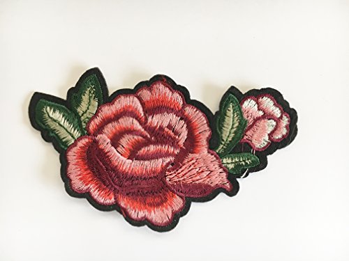 Patch Sticker Rosen Blumen 2 Stück Aufnäher Kleidung Patch 14 cm lang P218 - 6