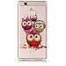 Produktbild Huawei P9 Lite Hülle, Chreey Glatt Transparent Schutzhülle 3D Druck Öl Glanz Relief Muster Crystal Klar Handyhülle Ultra Slim Weich TPU Silikon Case Cover Skin Kratzfeste [Vier Eulen]