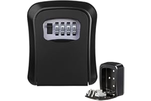 STOUCLA Schlüsseltresor, Schlüsselbox mit 4-Stelliger Zahlenkombination, Wasserdichtes Kombinationsschloss aus Metall für den Außenbereich, Schlüsselbox mit Passwort zurücksetzen(Schwarz)